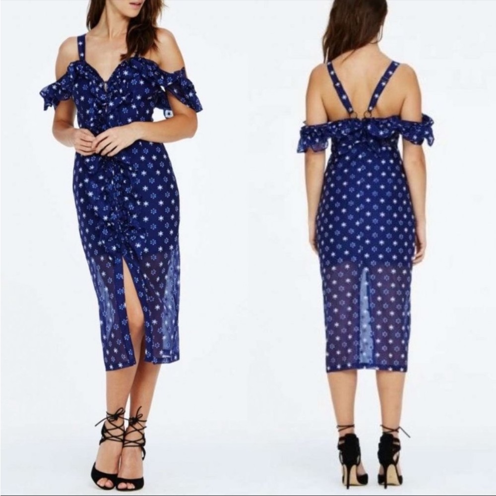 NEW Alice McCall Off Shoulder Ruffle Midi Dress Summer Bohemian Wedding